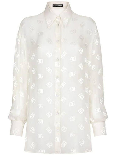 Monogram Jacquard Semi See-through Shirt F5O54TFJTBR - DOLCE&GABBANA - BALAAN 1