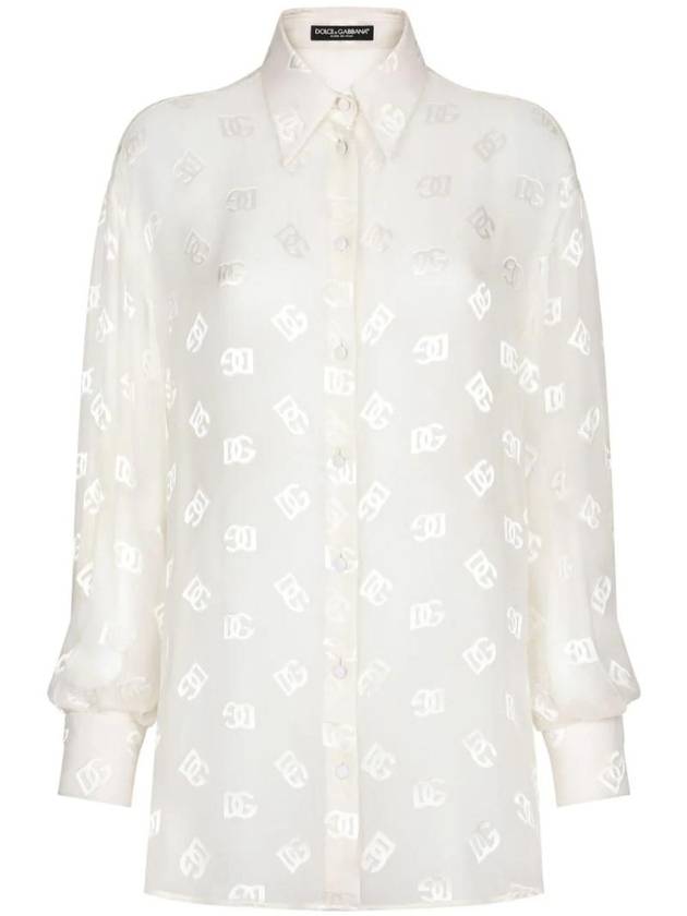 Monogram Jacquard Semi See-through Shirt F5O54TFJTBR - DOLCE&GABBANA - BALAAN 1