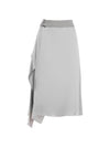 Satin Midi A-Line Skirt Grey - FENDI - BALAAN 2