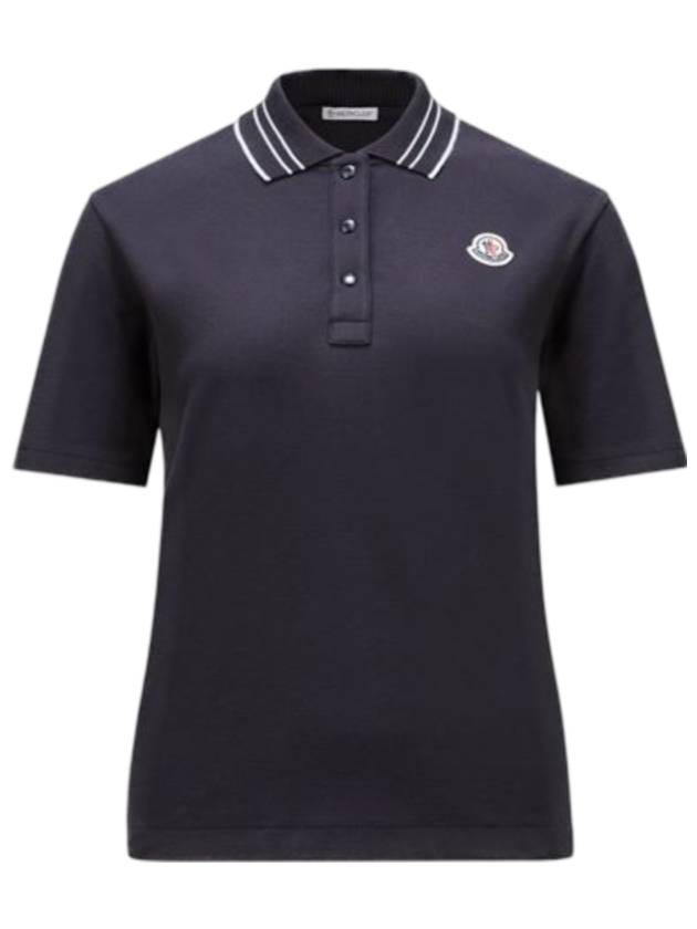 Logo Patch Short Sleeve Polo Shirt Navy - MONCLER - BALAAN 1