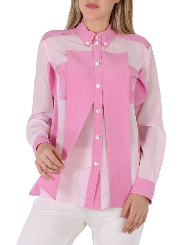 Crepe De Chine Silk Long Sleeve Shirt Pink - BURBERRY - BALAAN 2