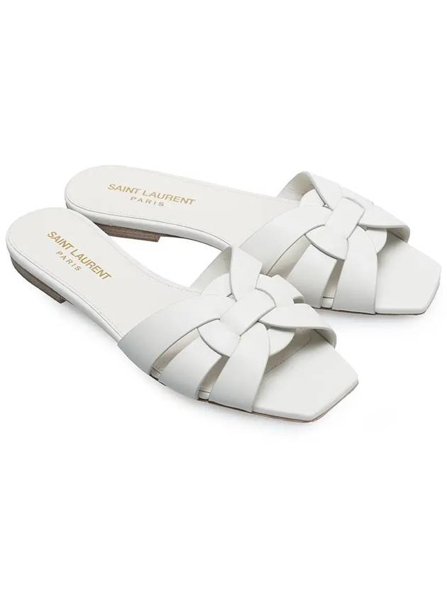 Tribute Smooth Leather Mules White - SAINT LAURENT - BALAAN 2