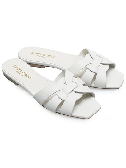 Tribute Smooth Leather Mules White - SAINT LAURENT - BALAAN 2