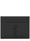 Monogram Crocodile Leather Card Wallet Black - SAINT LAURENT - BALAAN 2