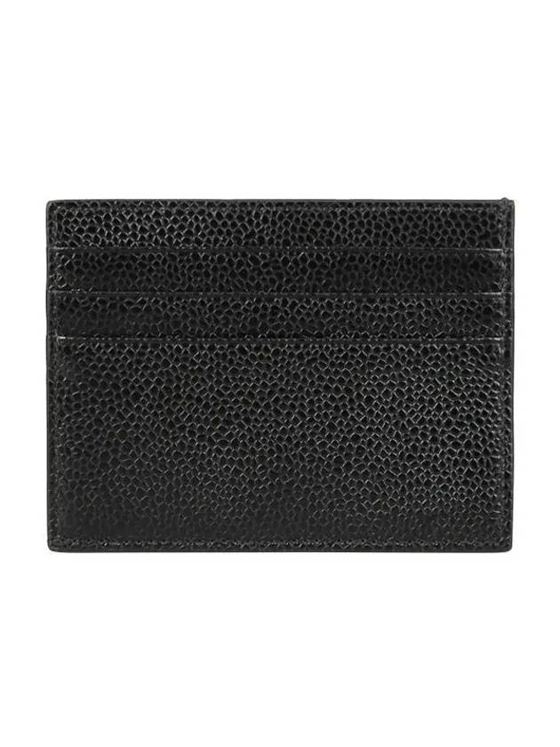 Pebble Grain Leather Stripe Note Compartment Card Wallet Black - THOM BROWNE - BALAAN 4