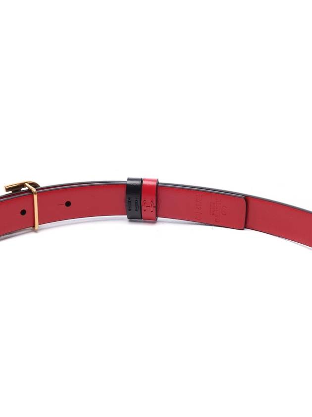 V Logo Signature Leather Belt Black Red - VALENTINO - BALAAN 7