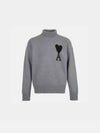 Big Heart Logo Wool Knit Turtleneck Grey - AMI - BALAAN 11