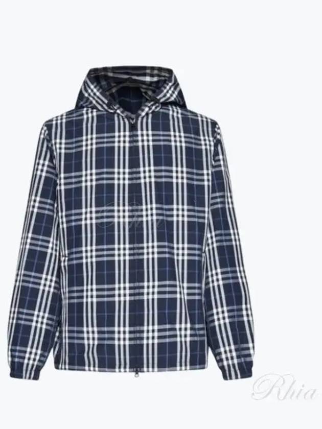 Check Polyamide Hooded Jacket Navy - BURBERRY - BALAAN 2