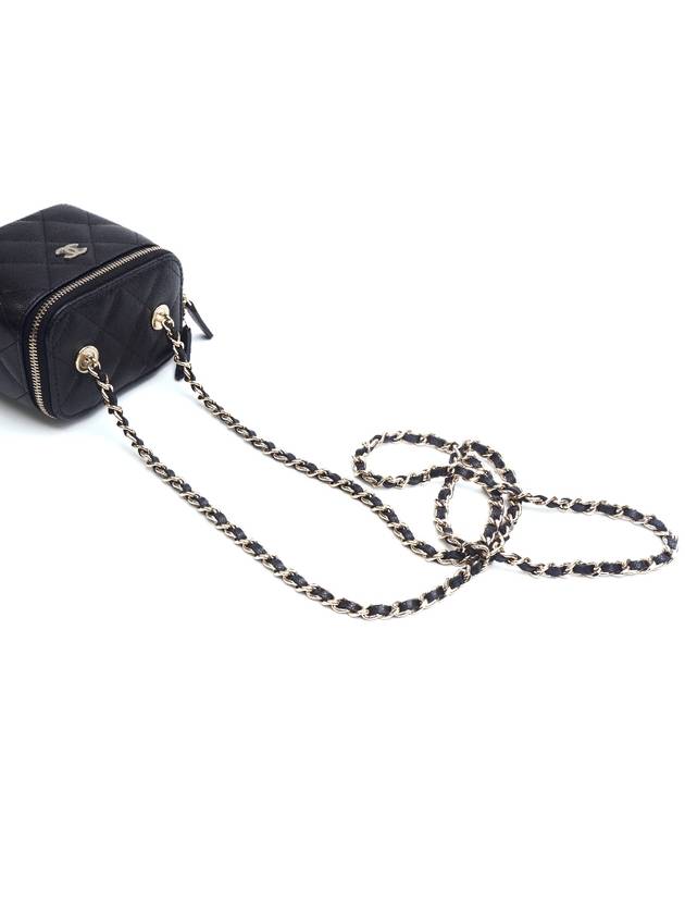 Classic Small Chain Grained Calfskin Gold Metal Cosmetic Case Mini Bag Black - CHANEL - BALAAN 7