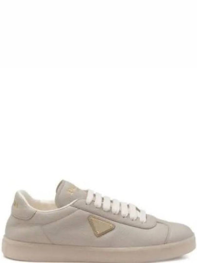 Leather Low Top Sneakers Pumice Stone - PRADA - BALAAN 2