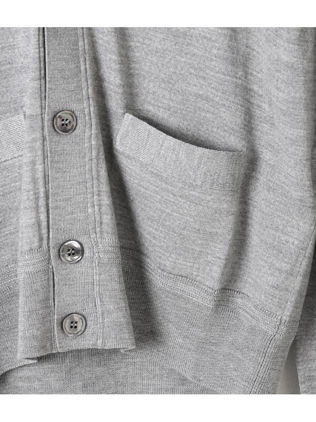 V-Neck Wool Cardigan Light Grey - TOM FORD - BALAAN 5