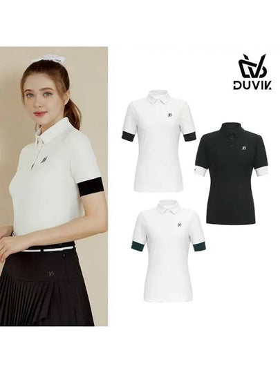 color matching point Y-collar short-sleeved T-shirt DE2WTS121BK - DUVIK - BALAAN 2