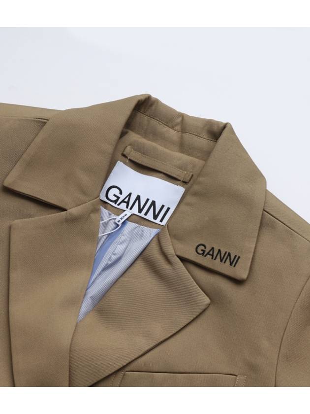 Twill Double Breasted Coat Beige - GANNI - BALAAN 4