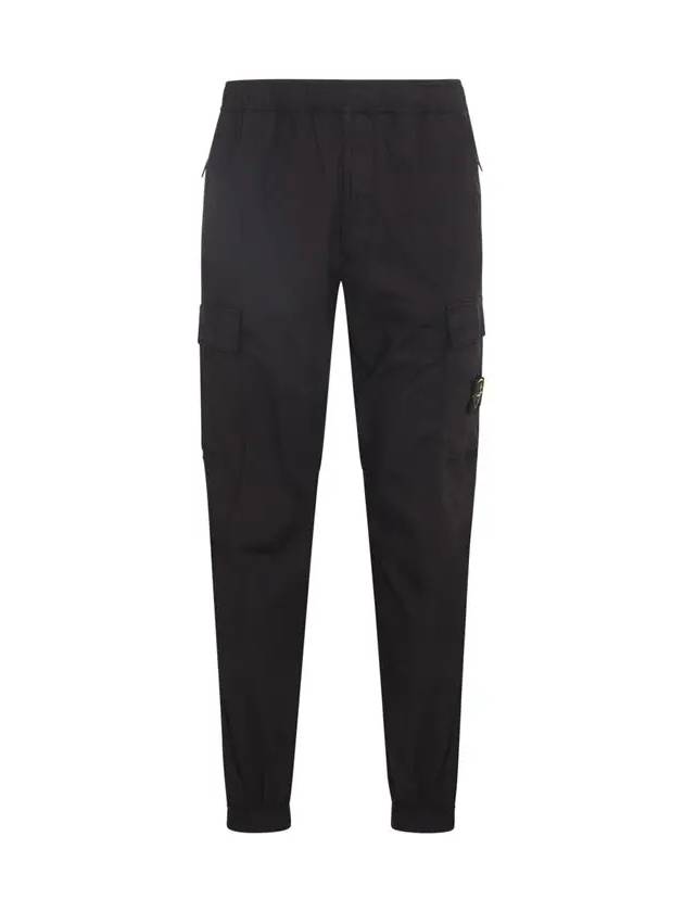 Stretch Cotton Tela Paracadute Cargo Straight Pants Black - STONE ISLAND - BALAAN 3