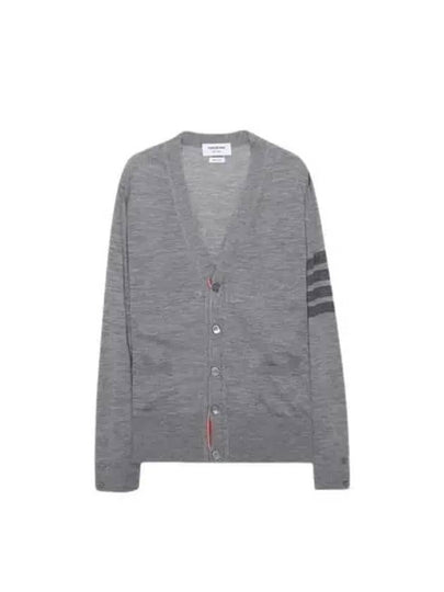 4-Bar Stripe Sustainable Merino Wool Cardigan Grey - THOM BROWNE - BALAAN 2