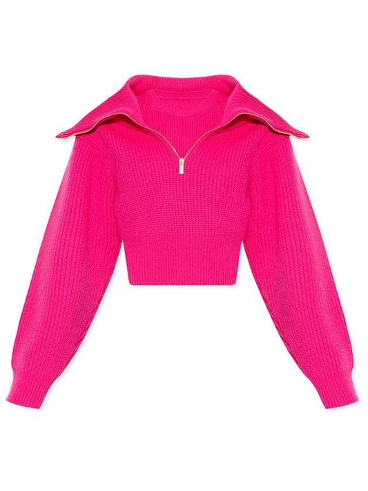Risoul zipper crop knit top pink - JACQUEMUS - BALAAN.