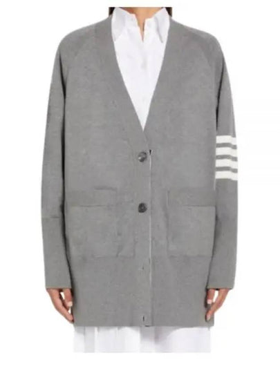 Stitched Cotton 4 Bar Cardigan Grey - THOM BROWNE - BALAAN 2