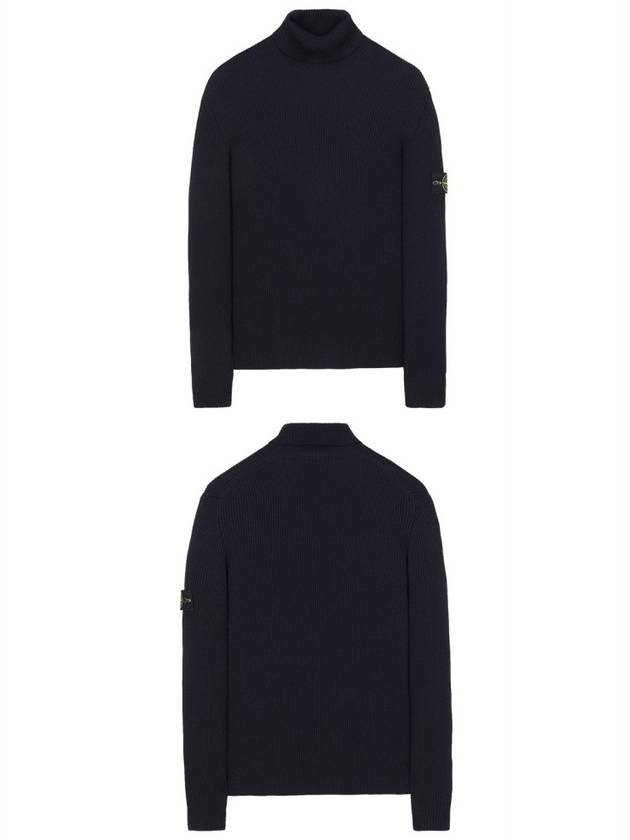 Logo Patch Wool Knit Turtleneck Dark Navy - STONE ISLAND - BALAAN 5