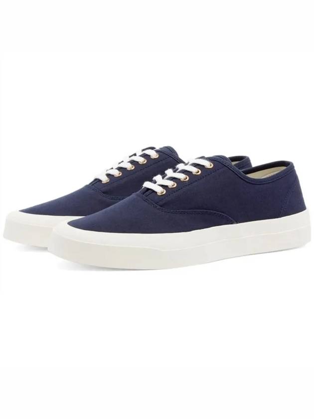 Lace Up Canvas Cotton Low Top Sneakers Navy - MAISON KITSUNE - BALAAN 4