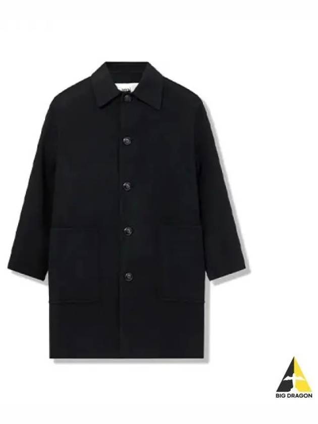 Patch pocket wool coat black UCO002 251 - AMI - BALAAN 1