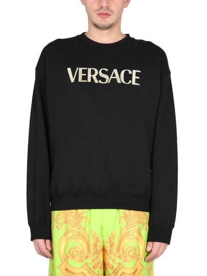 Metallic Logo Sweatshirt Black - VERSACE - BALAAN 2