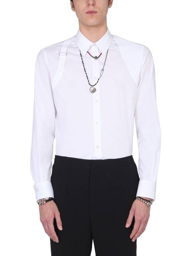 Men's Strap Detail Long Sleeve Shirt White - ALEXANDER MCQUEEN - BALAAN 2