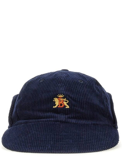 Embroidered Logo Corduroy Ball Cap Navy - BARACUTA - BALAAN 2