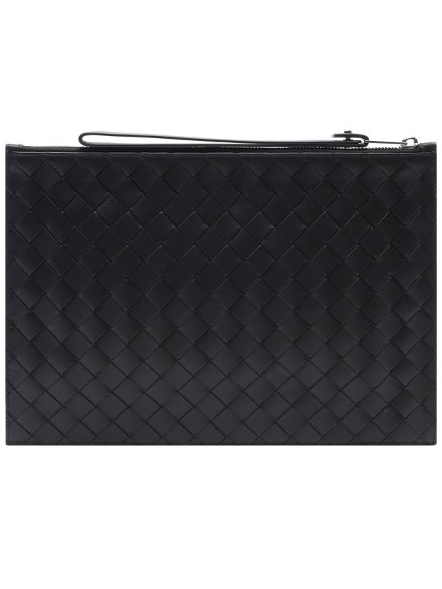 Intrecciato Strap Large Clutch Bag Black - BOTTEGA VENETA - BALAAN 5