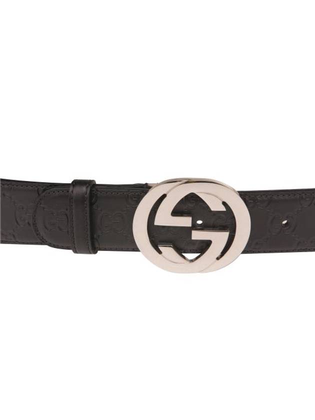 Men's Interlocking G Signature Leather Belt Black - GUCCI - BALAAN 7