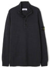 Wappen Patch Button Knit Top Melange Charcoal - STONE ISLAND - BALAAN 2