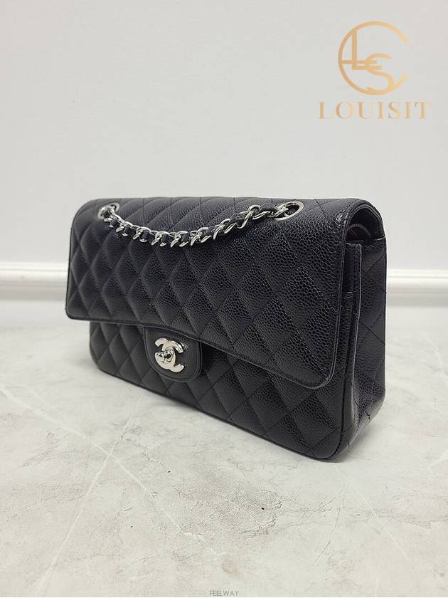 Used luxury goods Lewis It Black caviar silver classic flap shoulder bag medium size 28 - CHANEL - BALAAN 2