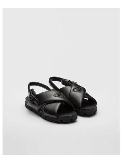 Padded Nappa Leather Crisscross Sandals Black - PRADA - BALAAN 2