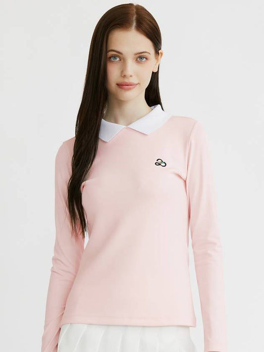 Ribbed outer brushed collar color combination t-shirt PINK - 20THHOLE - BALAAN 1