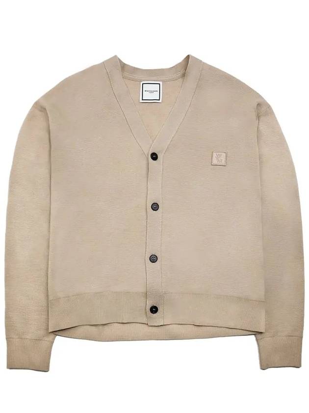 Men's WYM Pullover Button V-Neck Wool Cardigan Beige W231KN01502E - WOOYOUNGMI - BALAAN 1