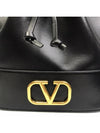 V Logo Signature Chain Napa Leather Bucket Bag Black - VALENTINO - BALAAN 4