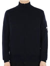 Lens Wappen Lambswool Zip-Up Cardigan Navy - CP COMPANY - BALAAN 3