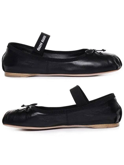 Women's Logo Leather Ballerinas Black - MIU MIU - BALAAN 2