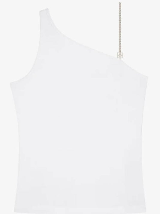 Chain Detail Asymmetric Cotton Sleeveless White - GIVENCHY - BALAAN 2