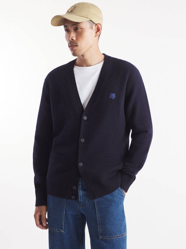 Bold Fox Head Patch Regular Lambswool Cardigan Navy - MAISON KITSUNE - BALAAN 2