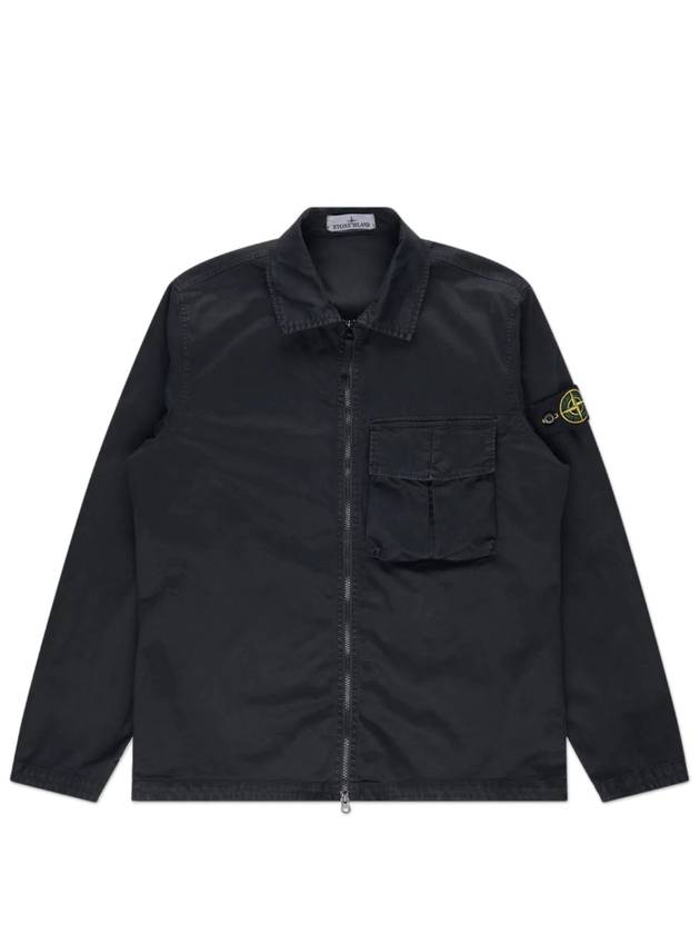 Garment Dyed Stretch Cotton Overshirt Black - STONE ISLAND - BALAAN 2