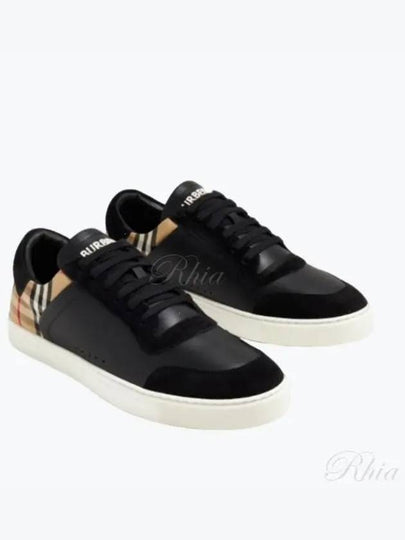 Checked Leather Suede Low Top Sneakers Black - BURBERRY - BALAAN 2