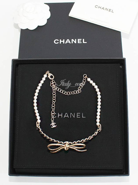 Metal Calfskin Ribbon Choker AB8496 B08183 NI326 - CHANEL - BALAAN 1