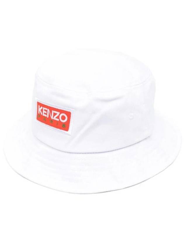 Logo Paris Sun Patch Cotton Bucket Hat White - KENZO - BALAAN 2