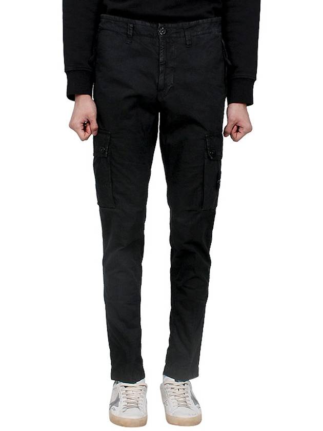 Wappen Patch Old Treatment Slim Fit Cargo Straight Pants Black - STONE ISLAND - BALAAN 3