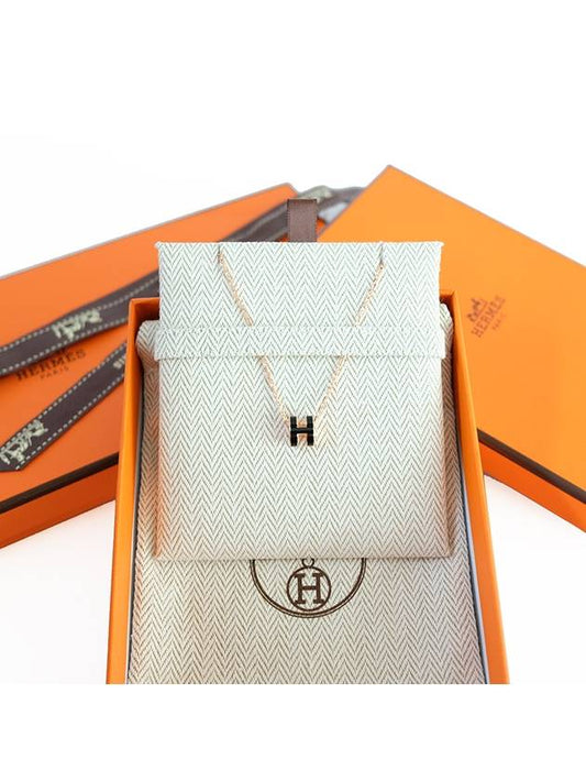 Mini Pop H Pendant Rose Gold & Noir - HERMES - BALAAN 2