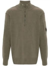 Lambswool GRS Half Zip-Up Knit Top Walnut - CP COMPANY - BALAAN 2