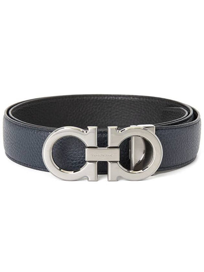 Reversible Gancini Leather Belt Black - SALVATORE FERRAGAMO - BALAAN 2