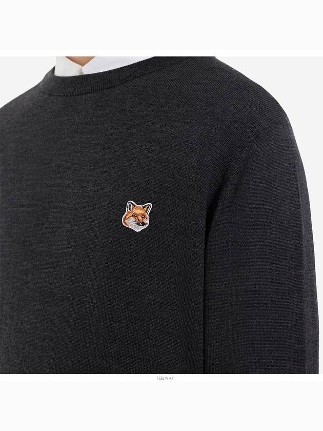 Fox Head Patch Regular Round Neck Pullover Knit Top Anthracite Melange - MAISON KITSUNE - BALAAN 6