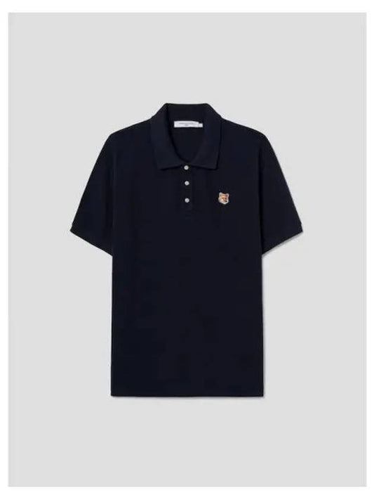 Unisex Fox Head Patch Classic Polo T shirt Navy Domestic Product - MAISON KITSUNE - BALAAN 1