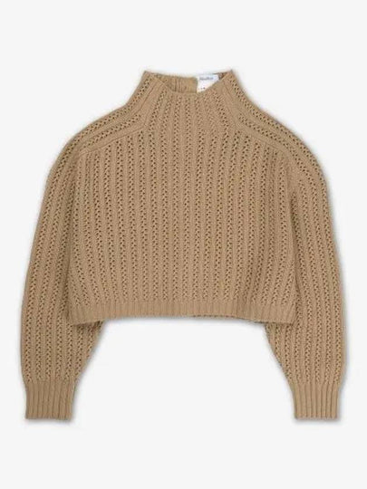 High Neck Back Button Crop Knit Top Brown - MAX MARA - BALAAN 2